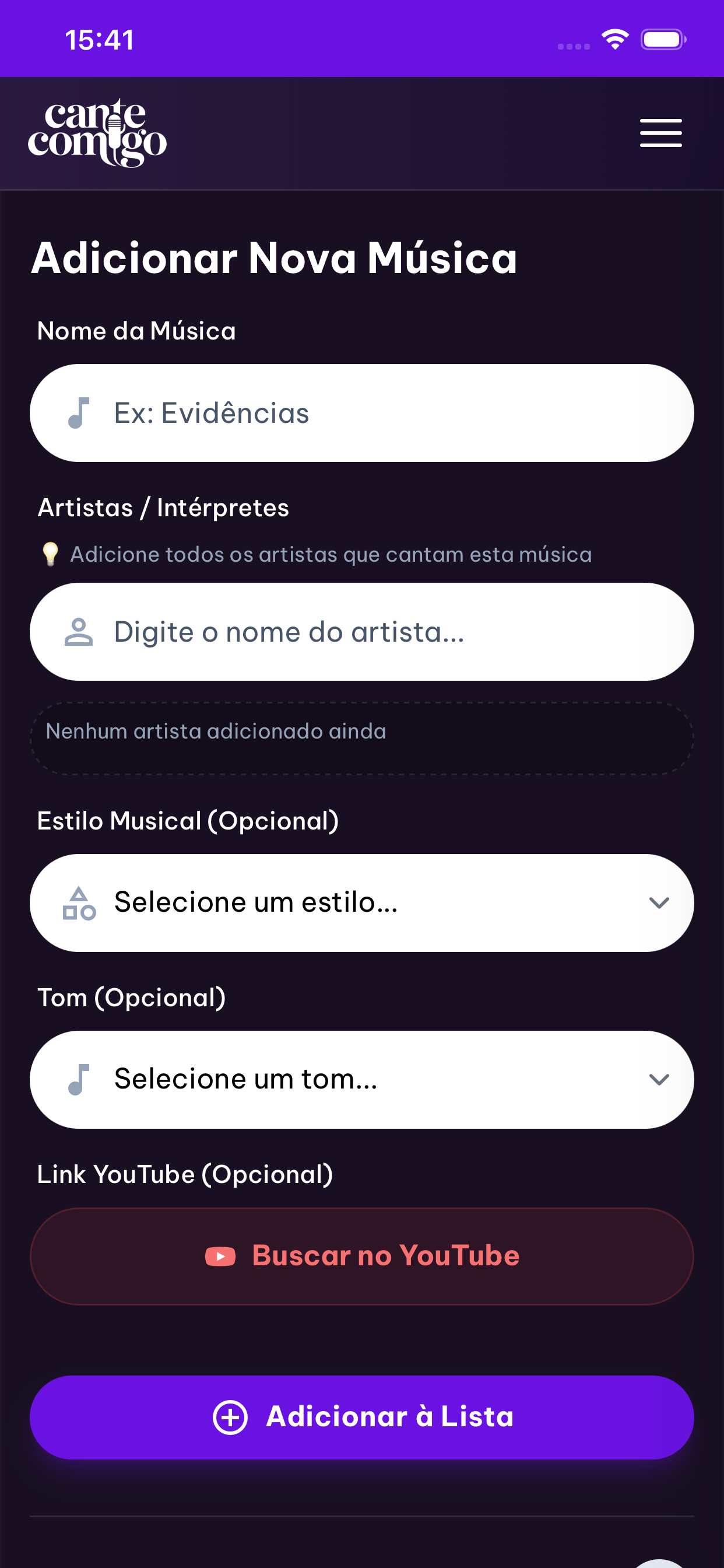 Cadastrar Música